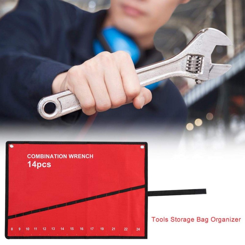 Tools Storage Bag, Multi-Pocket Wrench Roll Up Tools Bag Roll