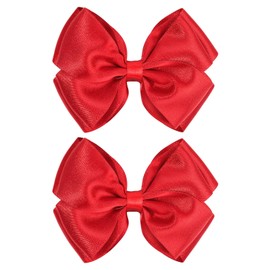 CN 4.5 Inch Red Glitter Hair Bows for Girls Alligator Clips Sparkly Satin Hair Accessories for Kids Toddler Women on Birthday Wedding Christmas and Party