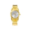 Weicam Women Simple Gold Round Dial Cuff Bangle Bracelet Analog