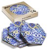4 x Hexagon Coasters - Blue & Yellow Mosaic Pattern