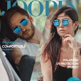 Joopin Small Round Sunglasses for Women Retro, UV400 Protection Vintage Womens Blue Mirrored Sun Glasses Trendy Polarized Sunglasses (Blue)