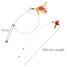 Cat Feather Toy, Interactive Feather Teaser Wand with Bells, Feathers Wand Catcher and Exerciser Stick, Fun Sports Toys for Kittens or Cats, Pet Training Tool for Indoor Cat Exercise and Playtime