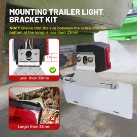 RED WOLF Trailer License Plate Light Holder Aluminum Utility License Plate Bracket for RV ATV Trailer Adjustable License Plate Metal Chrome License Plate Mounting Kit, Stainless Steel Screw