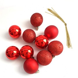 schone Xmas Tree Hanging Red Baubles –Decorative Pack of 10- THE SPIRIT OF CHRISTMAS