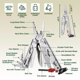 MOSSY OAK 19-in-1 Multitool Pliers Folding Pocket Tools Survival Tools w/Sheath