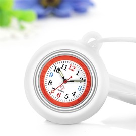 Ibohevo Silicone Cover Nurse Watch: White Men Women Waterproof Clip Fob Round Doctor Nobelty Pocket Analog Quartz Watches with Silica Gel Necklace