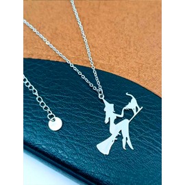 Witch Cat Necklace, Stainless Steel Pendant, Protection, Talisman, Amulets, Gifts, Stainless Steel, Not Applicable