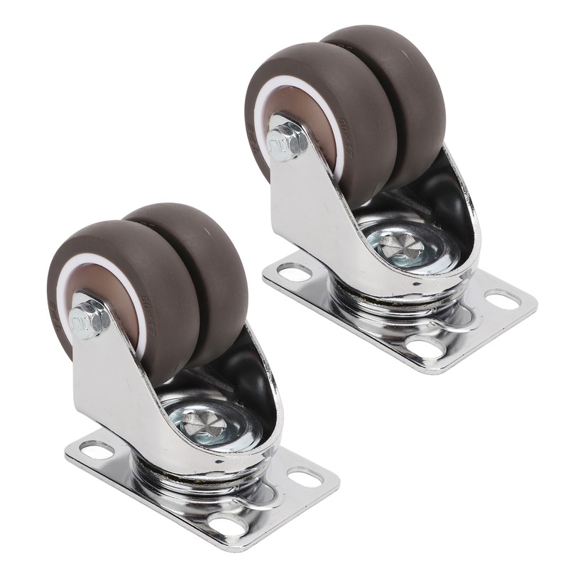 2pcs Caster Wheels Silent 360° Rotation Brake Free TPR Soft