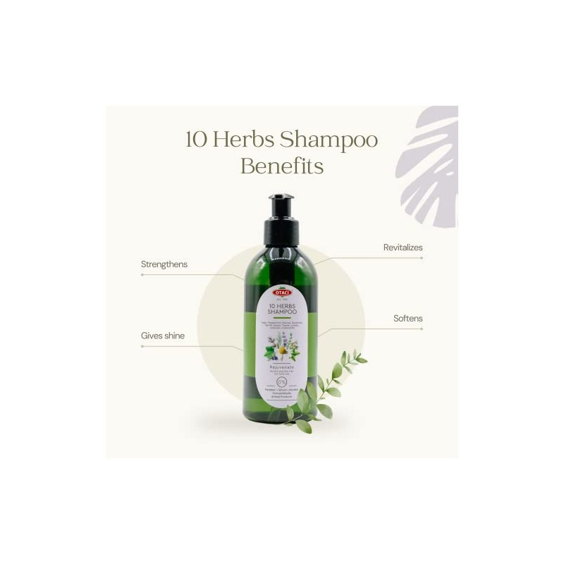 10 Herbs Rejuvenate Shampoo for Bright and Shiny Hair, Sage,