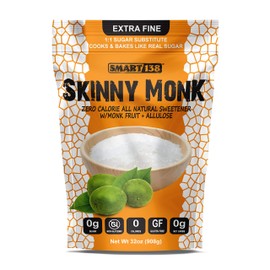 Skinny Monk - Allulose Sweetener w/Monkfruit, 1:1 Sugar Substitute, Keto Friendly, Zero Net Carbs, Non-Glycemic(Granular, 32oz)