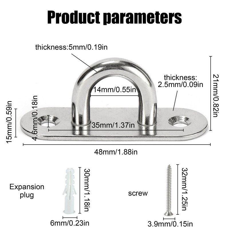 2 Sets Eye Plate Stainless Steel Cover Plate M5 Mast