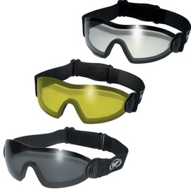 Global Vision Skydive Flare Motorcycle Goggles 3 Pair Clear Smoke Yellow Anti-Fog Lenses