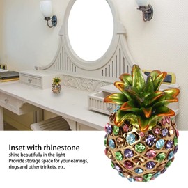 Zerodis Vintage Jewelry Box, Pineapple shape Small Rhinestone Alloy Trinket Box Bejeweled Box for Jewelry Dressing Table