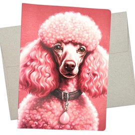 Whitman and Daughter Pink Poodle Card, Dog Birthday Card (1 Premium Card, 5X7 Inches) dog card blank for all occasions like retirement, thinking of you or get well wishes - 668