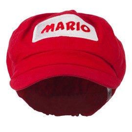 Big Size Rectangle Mario and Luigi Embroidered Cotton Newsboy Cap - Red 2XL-3XL