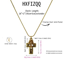HXFIZQQ 18K Titanium Steel Gold-Plated Double Cross Ladies Necklace - Adjustable Length, Simple Collarbone Chain, Fashion Jewelry, Festival Gift, Faith Gift, Religious Style Accessory.