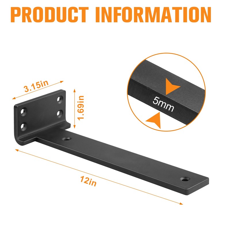 Floating Shelf Bracket 12inch 4 Pack L Brackets for Shelves