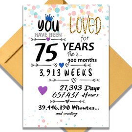 75th Birthday Card for Him or Her. Funny 13x9 In Large Greeting Card 75th vintage Birthday Gifts for Women & Men. Jumbo Vintage Table Decor Cards. Includes 75 Years Loved Card & Mailing Envelope
