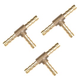 Splenno Hose Fittings, Brass T-Shape, 3 Pieces, Barb Hose Fittings, 3-Way Connector, 0.2 inch (4 mm), 0.2 inch (5 mm), 0.2 inch (6 mm), Fittings, Pipe Joint (0.2 inch (5 mm)