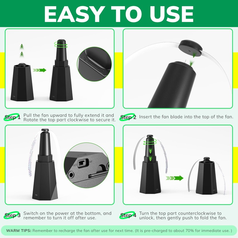 Rechargeable Fly Fans for Tables, Table Fans to Keep Flies