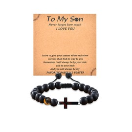 Son Baseball Gift Bracelet Christian Religious Baseballs Son Gift Sport Baseball Player Cross Bracelet Sons Encoragement Motivational Inspirational Birthday Gifts I Love You Sons Gifts from Mom Dad