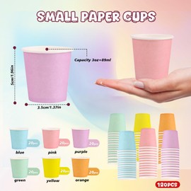 LOKIPA 120 PCS Paper Cups, 3OZ Disposable Mouthwash Cups Small Bathroom Cups for Hot or Cold Beverage, Home, Office, Party, Business, Events