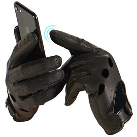 Harssidanzar Leather Driving Gloves For Mens Sheepskin Unlined Driving Gloves Upgrade GM026UK6,Black,Size L