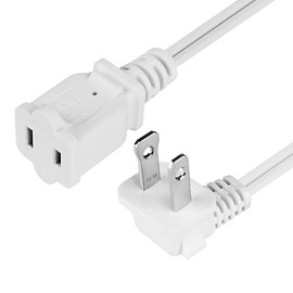 Right Angled Polarized 2-Prong Male-Female Extension Power Cord, Outlet Extension Cable Cord US AC 2-Prong Male/Female Power Cable SPT2 16AWG 13A/125V, Nema 1-15P to 1-15R 1.5FT