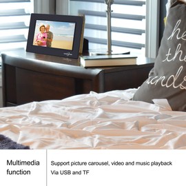 CAZOKASI Auto Dimmable Calendar Day Clock Digital Photo Frame HD Display 12 Alarms Extra Large Impaired Vision Digital Clock with Non-Abbreviated Day & Month Alarm Clock(Black / 7inch)