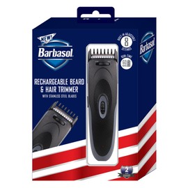 Barbasol Hair Clipper & Beard Trimmer for Men, Built in Adjustable Combs with 8 Position Guides, Rechargeable with USB Charging Cord Included