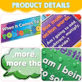 Pajean 35 Pcs Math Bulletin Board Set Cubes Keywords Paper Cutouts Problem Solving Bulletin Board Cutouts Math Posters for Wall Decor Back to School Classroom Supplies