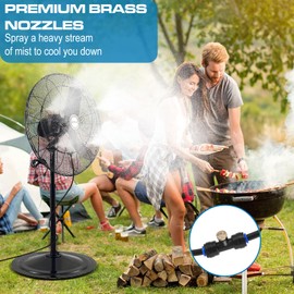 Outdoor Fan Misting System Kit 19.6FT with 5 Nozzles, Mister Fan for Outside Patio, Cool Misting Fans, Water Misting Fan for Cooling Outdoor, Backyard Misters for Fan, Water Mister for Cooling Patio