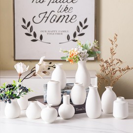 Sowlvenco Ceramic Bud Vase Set of 12, White Small Vases