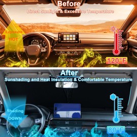 Windshield Sun Shade for Honda CRV 2023 2024 2025 2026 Premium 310T Reflective Polyester UV & Heat Blocker,Reduces Interior Temperature,Custom Fit Foldable with Storage Pouch