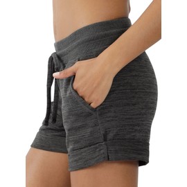 90 Degree By Reflex Soft and Comfy Activewear Lounge Shorts with Pockets and Drawstring for Women - Heather Olive - Small