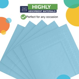 100 Pack Light Blue Paper Napkins Disposable, 2 Ply Party Napkins, Light Blue Disposable Napkins, Fun Napkins Everyday – Light Blue Napkins Great As Luncheon Napkins Or Dinner Napkins Paper Exquisite
