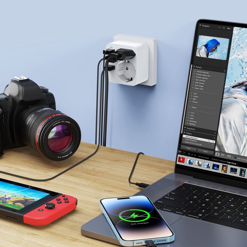 Adapter USA Germany Plug with 3 USB 1 USB C