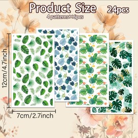 OLYCRAFT Leaf Clay Transfer Paper 4 Design 24 Pcs Transfer Paper for Polymer Tropical Leaves Polymer Clay Transfer Sheets Monstera Leaf Small Transfer Paper for Clay Earrings Jewelry Making
