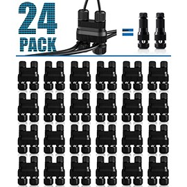 SUNVIE Fastlock2 Low Voltage Wire Connector Landscape Lighting Connectors 12-18 Gauge Waterproof Wire Connectors Outdoor Low Voltage Wire Connectors for Landscape Lighting Garden Path Lights 24 Pack