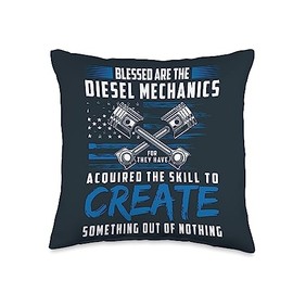 Funny Mechanic Gifts for Men and Women Diesel Mechanic Throw Pillow, 16x16, Multicolor
