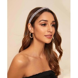 Pink Rhinestone Headband Women Comb Headband with Teeth Bling Sparkly Headband Non Slip Fashion Hair Band Birthday Holiday Homecoming Hair Accessories For Women Girls (Pink, One size)