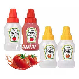 Feawiai 4pcs Frascos Catsup Moztaza Mini Lunch Oficina Viajes 25ml
