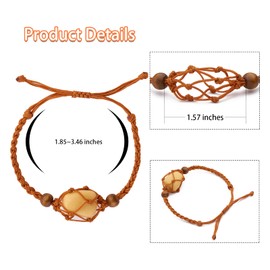 WEWAYSMILE 4 STK. Kordel-Stein-Armband, Verstellbares Gewebtes Armband, Armband Leerer Steinhalter, für Frauen Mädchen Geburtstag Schmuck Freundschaftsgeschenke, 1-7/8~3-1/2 cm