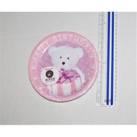Beistle Pink Boyds Bears 7 inch Dessert Plates #58052p, Happy Birthday Paper Plates