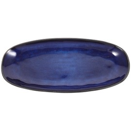 Lurrose 1 Pc Food Serving Platter, Dining Plate Ceramic Fish Plate Sushi Plate Snack Plate for Home Restaurant Hotel (Blue Small Size)