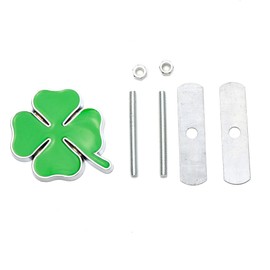 iJDMTOY The Lucky Quadrifoglio Four Leaf Clover Cloverleaf Emblem Badge w/Grille/Mesh Mount Bolt Anchor Compatible with Alfa Romeo