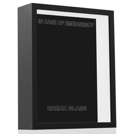 BENESHOW Funny in Case of Emergency Frame Gifts,Unique for Women and Men,White Elephant Gifts for Adults,DIY Break Glass Fun Gag Gifts Wall Art Decor,Shadow Box Frame Display Case,8x10