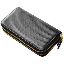 [Merge] MG-1866 Long Wallet, Round Zipper, Carbon Processing, Cowhide Leather, Round Zipper, Black