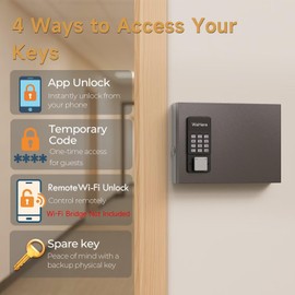 16 Key Lock Box Wall Mount, Smart Key Cabinet, use One Time Password,Fixed Code, Bluetooth, Wi-Fi Remote, Key Unlock, Security Lockbox Organizer for Valets, Hotel, Car, Office Key Management & Storage