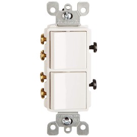 Leviton 5643-W 15 Amp, 120/277 Volt, Decora Brand Style 3-Way / 3-Way AC Combination Switch, Commercial Grade, Grounding, White